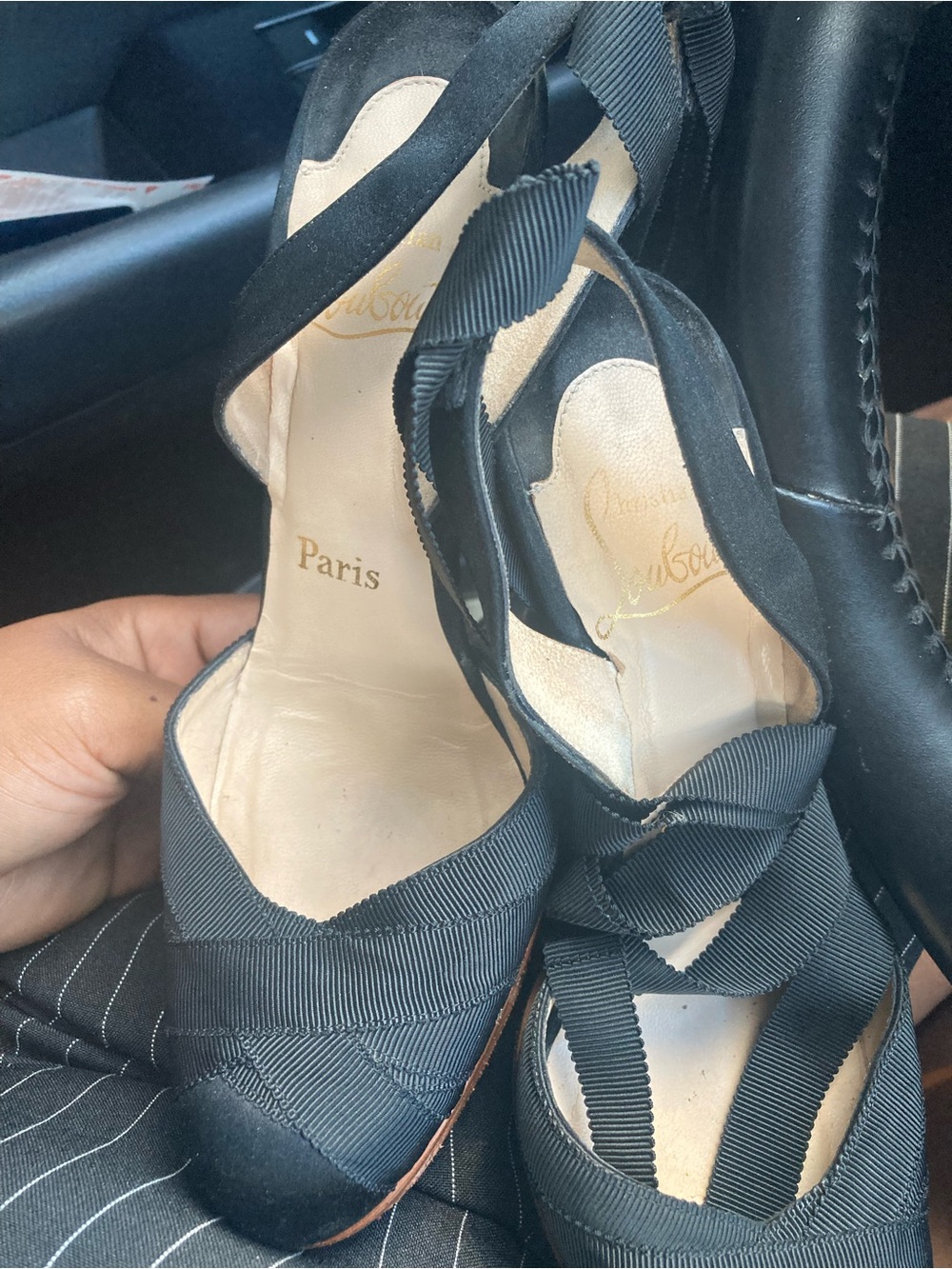 Christian Louboutin Black Grosgrain Ribbon Slingbacks